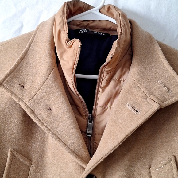 Zara Camel Pea Coat, Double Lining sz 8, NW0T - Picture 11 of 15